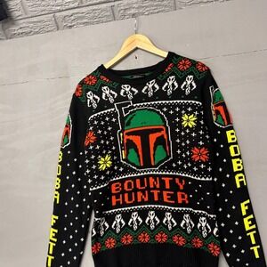 Star Wars Boba Fett Ugly Christmas Sweater Men's Size Small Black‎